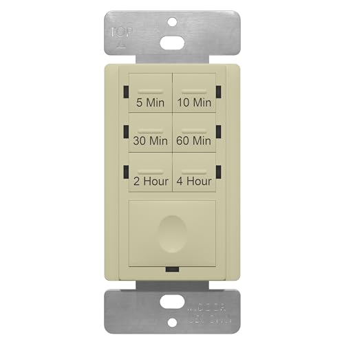 Image of ENERLITES Countdown Timer Switch - Fan & Light Timer, 5 Min - 4 Hrs, Night Light LED Indicator, Neutral Wire Required, UL Listed, HET06-I, Ivory
