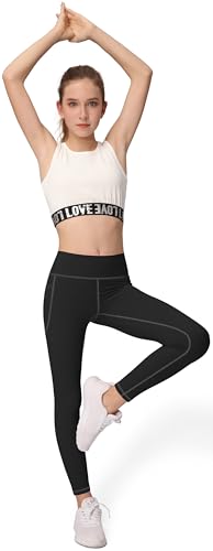 AENLLEY Girls Activewear Leggings with 2 Pockets - Kids High Waist Dance Workout Yoga Pants for Athletic4