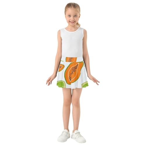 Athletic Shorts for Girls Skorts Orange Green Papaya White Skirts with Shorts Outfit Pleated 3t3