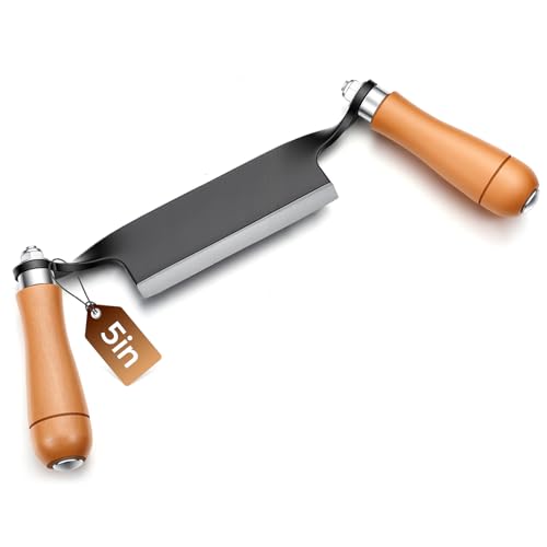 Lanties 5 Inches Draw Knife Debarking Tool for Woodworking Straight Draw Shave Knife Wood Carving Hand Tool for Tree Bending Broach Peeling Whittling Shaping Detailing Stripping