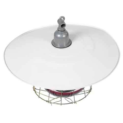 Amosfun Lámpara de Calefacción para Mascotas y Ganado 250w Pantalla Metálica, Protección Antiquemaduras, Luz Roja, Accesorio para Jaulas de Cerdos Pequeños y Terrarios, Color Aleatorio
