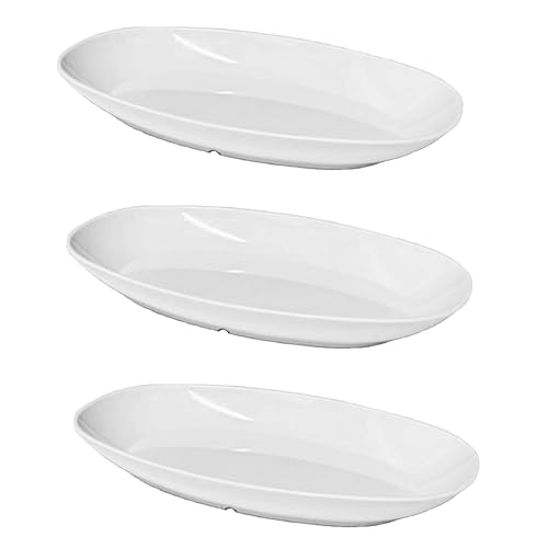 Harfield Deep Oval Small Plates Pack of 3 300ml Food Platter Virtually Unbreakable Polycarbonate Plastic