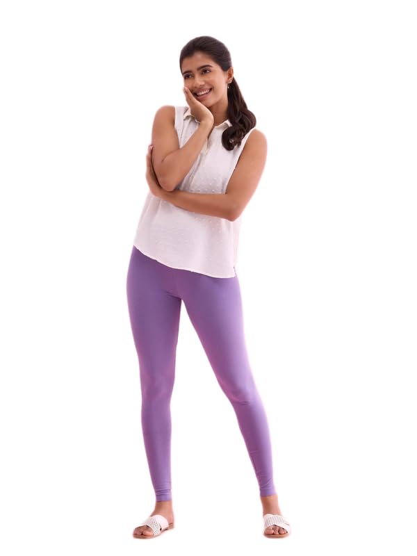GO COLORS Soft Cotton Stretch Ankle Length Leggings for Women | Breathable