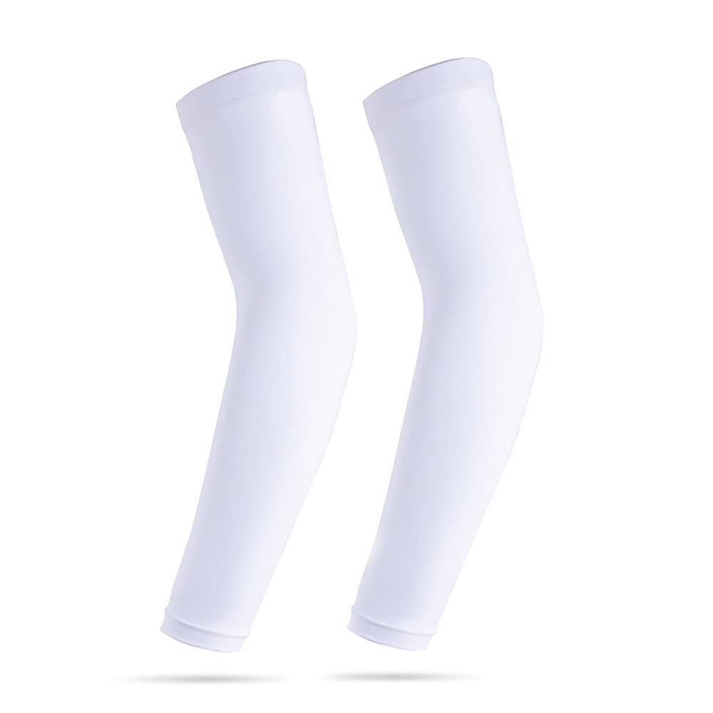 LJJ 3 Paia Manicotti Braccio UV per Donna Uomo, per Braccio Giovanile Ciclismo Golf Baseball Pallacanestro Sport Copertura,White-L