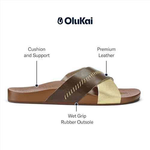 Image of OluKai Kipe'a Olu Women's Slide Sandal, Premium Leather, Relaxed & Dressy Design For Any Occasion, All-Day Comfort & Fit