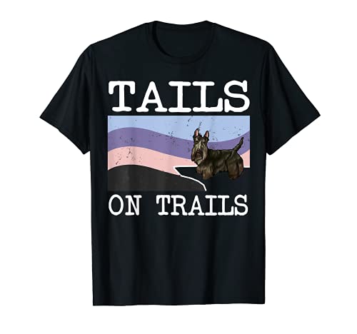 Scottish Terrier Tails On Trails Funny Dog Hiking T-Shirt, Black