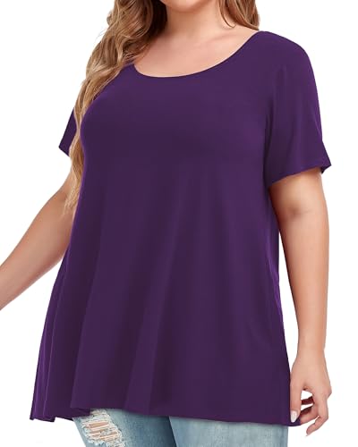 Image of JOELLYUS Plus Size Tops for Women Tunic Floral Casual Short Sleeves T Shirts Flowy Blouses 2026