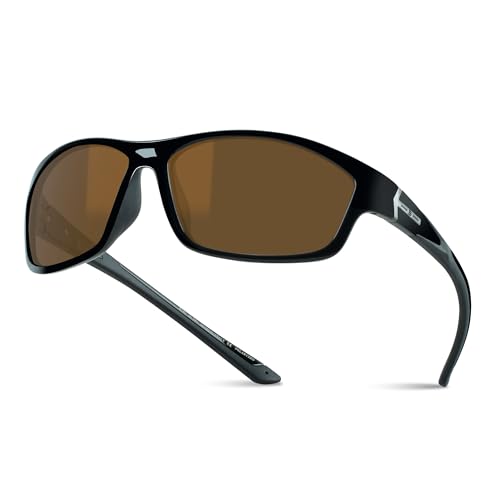 Image of BNUS Polarized Corning Glass Lens Sunglasses for Men Fishing & Driving | Durable scratch-resistant lenses, matte no-paint frame, wrap-around, great for running, cycling & all-day wear