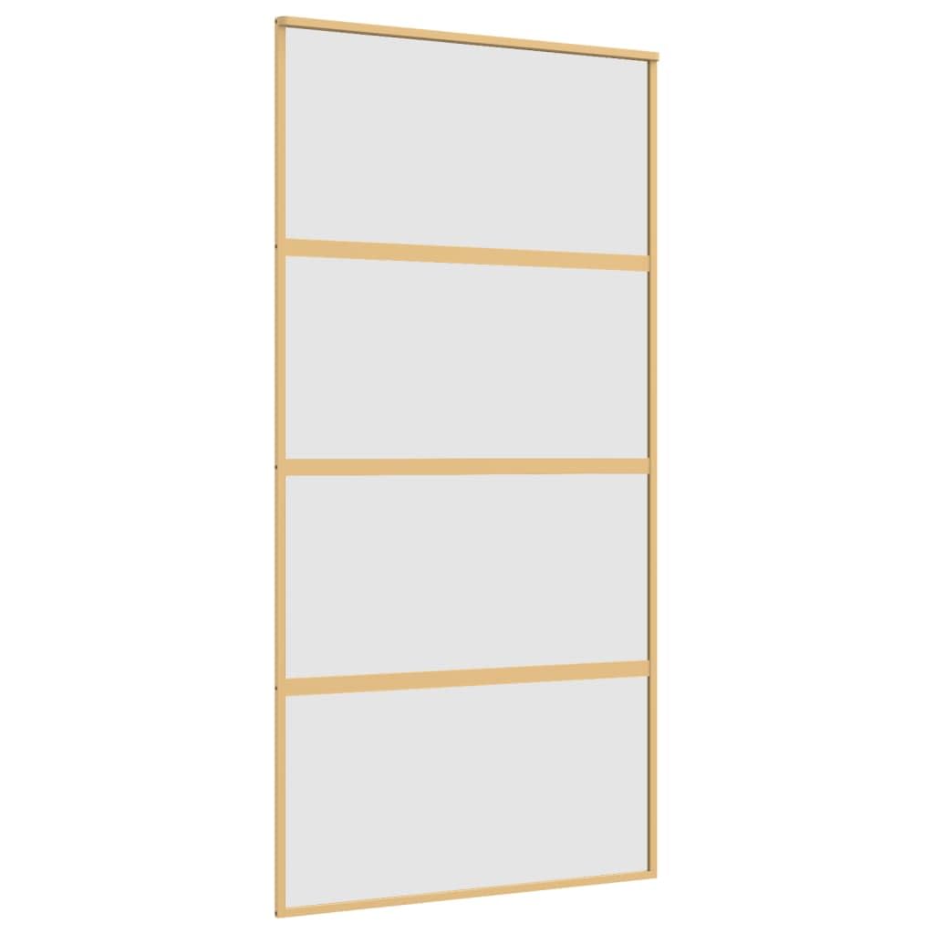 Drzwi przesuwne złote 102,5 x 205 cm, matowe szkło ESG, aluminium, materiały budowlane, drzwi, drzwi domowe