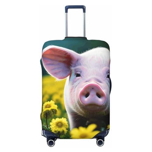 Rape Flower Pig Print Luggage Suitcase Cover Protector Luggage Washable Covers With Concealed Zipper