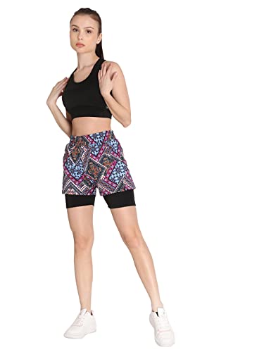 Image of CHKOKKO Gym Shorts for Women Workout Sports Running Quick Dry Fit Double Layer Inner Compression with Pockets Breathable Lightweight Wear