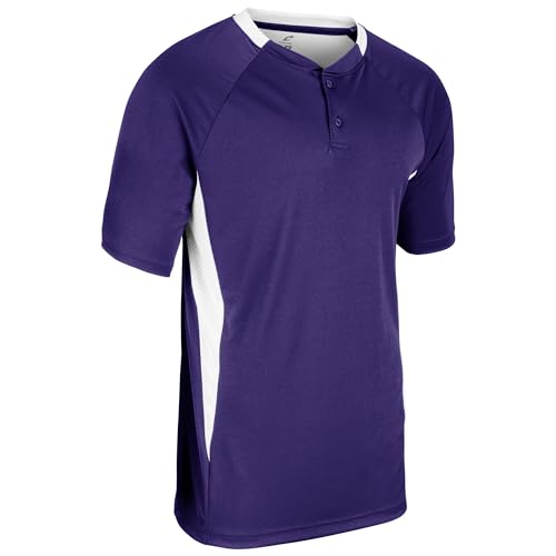Champro Clean Up 2 Button Baseball/Softball Jersey, Adult Large, Purple, White