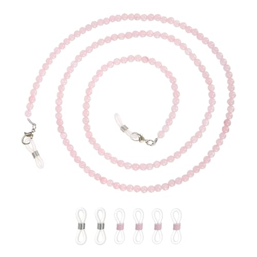 Chaîne de lunettes de soleil pour femme cordon perles pierre naturelle rose