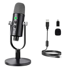 USB Microphone Metal Condenser Mic:Plug&Play Gaming Microphones on PC,Mac,Twitch and YouTube,Recording Microphone Computer PC Mic for Streaming,Podcasting