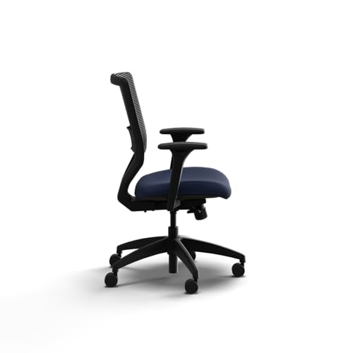 Image of HON Solve Office Chair, Ergonomic Office Chair Mesh Back Support, Adjustable Lumbar Support, Height Adjustable Arms, Black Frame, Indigo