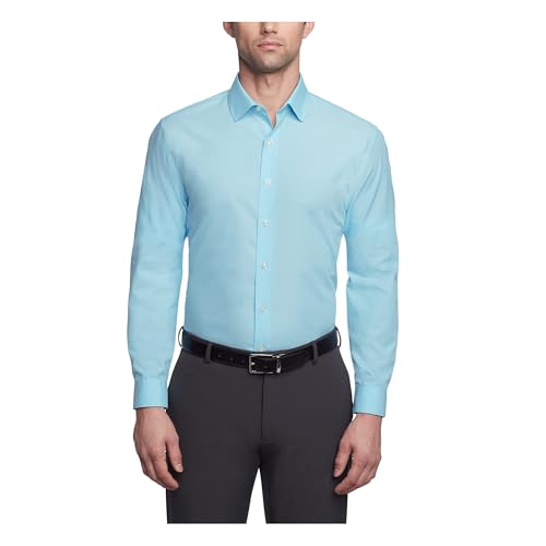 Image of Kenneth Cole REACTION Unlisted Men's Slim Fit Solid Cotton Spread Collar Full Sleeves Formal Dress Shirt
