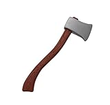 Nicky Bigs Novelties Adult 3-Piece Plastic Hollow Lightweight Fake Long Axe with Brown Handle - Lumberjack Fake Axe Long Prop - Adult Halloween Cosplay Costume Props, Brown Silver