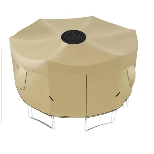 Trampolín parasol para techo, trampolín con protección UV, poliéster Oxford, impermeable, transpirable, entrada de cremallera, plegable, red de seguridad para camas elásticas redondas, jardín