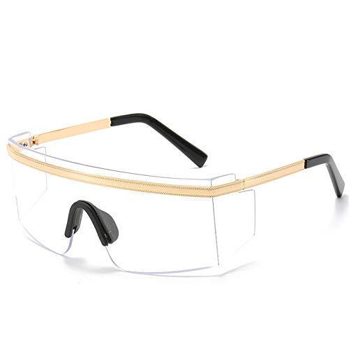 HMRGLMIE-Ladies Big Metal Frame Goggle Sunglasses Men Women One piece Mask Sunshade Oversized Female