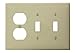 Leviton PJ21-I Combination Device 2 Toggle/1 Duplex outlet opening 3-Gang Midway Size Wallplate, Ivory
