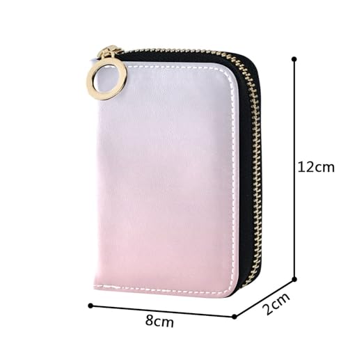 Floral Wallets for Women Small Credit Card Holder RFID Blocking Blush Pink Elegant Blue Gradient Zipper Wallet with Coin Pouch3