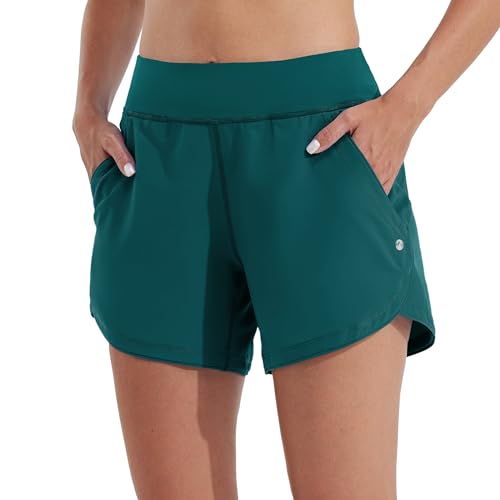 Beach House Swimwear for Women Over 50 - Shop the Hottest Bathing Suit Trend for 2026! 22 Willit Women's 5' Swim Board Shorts Quick Dry Beach Swimming Shorts UPF 50+ High Waisted Liner Pockets Teal Size 10