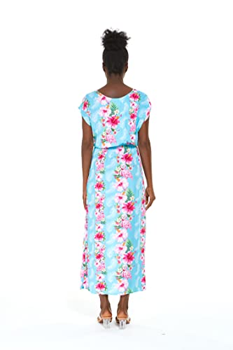 Image of Hawaii Hangover Family Matching Clothes, Pink Hibiscus Vine Turquoise | Family matching Hawaiian outfits, Pink Hibiscus Vine Turquoise, lightweight rayon, machine washable, tropical floral print