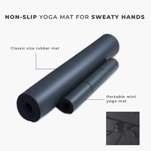 Yoga Premium Pu Mini Yoga Mat | Non-Slippery Natural Rubber Mat | Anti-Skid Support Yoga Pad | Portable Small Yoga Mat | Pilates/Inversion/Handstand/Meditation (White Logo) #TOP4
