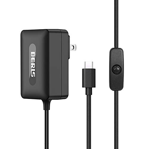 IBERLS?New Version? 5.1V 3A USB-C (Type C) Charger Cord Compatible with Raspberry RPi 4 Model B 1GB / 2GB / 4GB Version Adapter with ON/Off Switch, Replacement for Raspberry Pi 4 Power Supply Cable