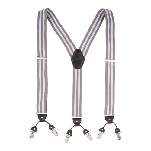 Image of The Tie Hub Suspenders for Men | Slim Clip-On Y-Back Elastic Braces | Adjustable 1.25 Inch | Formal Wedding Office