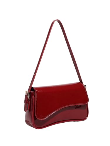 OYOANGLE Women's PU Leather Structured Shoulder Bag Office Work Elegant Square Handbags Adjustable Strap Purse