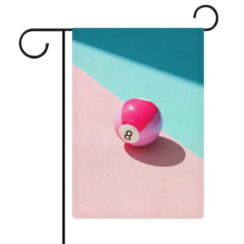 Coquette Drapeau de jardin rose à 8 boules en toile de jute double face 30,5 x 45,7 cm