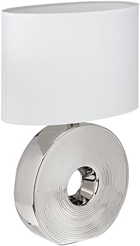 Fischer & Honsel Lámpara de mesa base color plateado y blanco – bombilla E27 máximo 40 W –53 cm