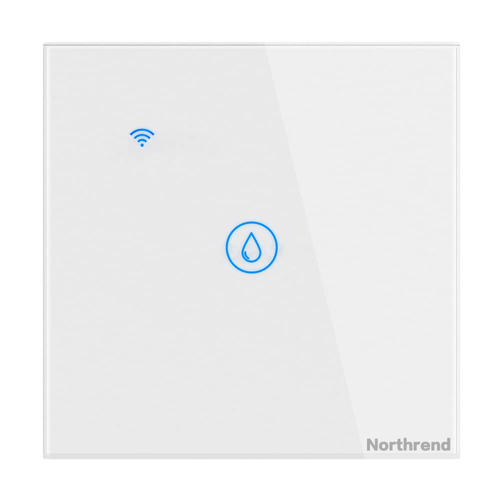 NorthrendSmart Switches 40A 8000W WiFi Water Heater Switch, Boiler Switches APP Remote Control Time Setting Touch Switch Compatible with Siri Google Home and Alexa (White)