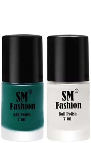 Image of Long Lasting Nail Polish | Nail Paint Combo 7 ml Each) - Set of 2 Green-White