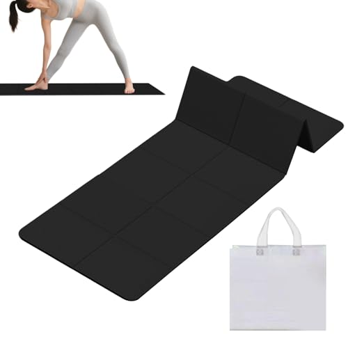Esterilla de yoga de viaje, almohadilla de ejercicio de 6 mm de grosor, resistente a desgarros, plegable, con de almacenamiento para estudio, entrenamiento, ejercicio, viajes, al aire