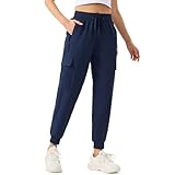 ZENGVEE Women's Quick Dry Hiking Cargo Pants with 5 Pockets Lightweight Athletic Travel Outdoor Joggers Casual Track Pants C9800-Dark Blue-XL