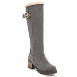 [TRVELBETT] ムートンブーツ ロング スノーブーツ レディース 大きいサイズ ロングブーツ おしゃれ 小さいサイズ シューズ 暖か 防滑 歩きやすい 防寒 ぺたんこ靴 痛くない 大きいサイズ 通学 通勤 もこもこ (クレー,23.5 cm)