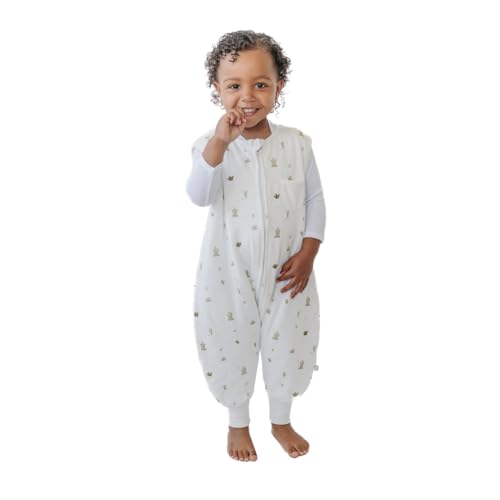 Image of Tealbee Dreamsuit Toddler Sleep Sack with Feet - Walker Sleep Bag with Legs, Rayon made from Bamboo, Summer 0.8 TOG, 2-Way Zipper, 2T-3T - Cactus