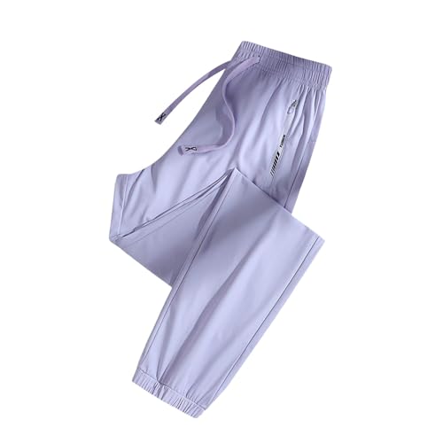 Drawstring Linen Pants for Women Casual Summer Linen Elastic HIgh Waist Pants Wide Leg with Pockets Joggers for Women