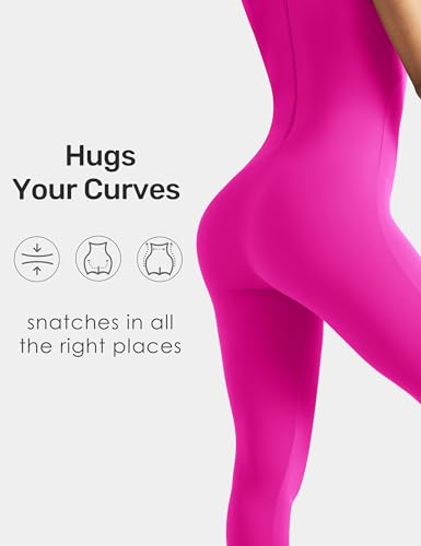 Image of speerise Women Sleeveless Turtleneck One Piece Romper for Yoga Workout Jumpsuit with Tummy Control Bodysuit