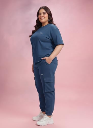 Image of Kepa Plus Size Summer Co Ord Set for Women | Top and Lower Set with Stretchable Waistband | Stylish Airport Outfit for Women | Western Track Suit Co-Ord Set for Casual Wear