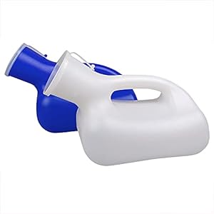 Urinoirs voor mannen-1200ML (blauw/wit) Kunststof Gemakkelijk-met deksel Herbruikbaar voor mannen Incontinentie Ouderen…