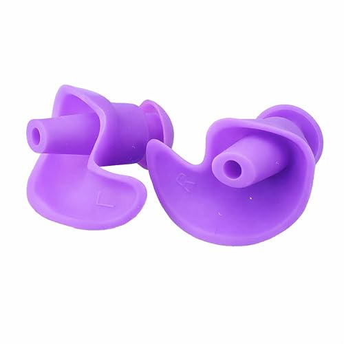 Image of James HealthPlus 1 Pair Silicone Earplugs Waterproof Soft Texture Portable Ear Plugs for Water Sports Swimming with Storage Box Purple