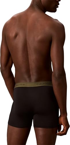 Calvin Klein Herren-Boxershorts, Schwarz/Bronze Flash Wb/Schwarz/Oliv, M – Ansicht 2