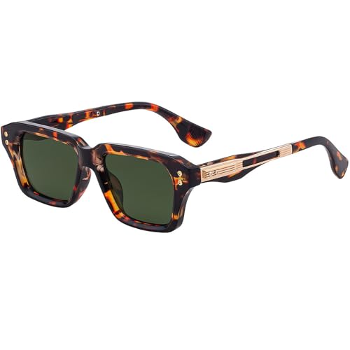 Image of AIEYEZO Rectangle Sunglasses for Men Women Fashion Square Frame Sun Glasses 90's Retro Designer Shades