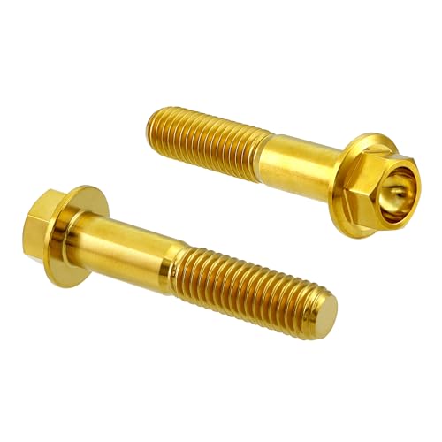 Image of Rison Titanium Bolts Titanium Flanged Hex Head Bolt M6x1.0x25mm 6AL4V Aerospace Grade Ti Bolt Gold Titanium Bolt for Motorcycle Car Modification Pack of 5