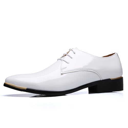 Mens Dress Shoes Fashion Wedding Formal Oxfords Classic Pointed-Toe Lace-up Patent Leather Suit Tuxedo Shoes for Men2