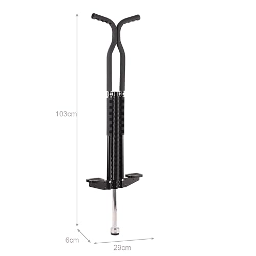 Relaxdays Pogo Stick für Kinder, Springstock bis 60 kg, gepolstert, Sprungstab Outdoor, rutschfest, Edelstahl, schwarz