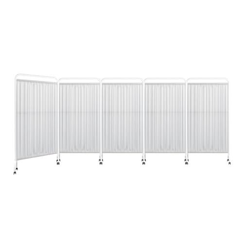高さ6フィートのプライバシースクリーン、病院用間仕切り、キャスター付き、折りたたみ式クリニック用垂直ドアパーティション、自由に取り付け可能、組み立て簡単(Color 4,5-panel)